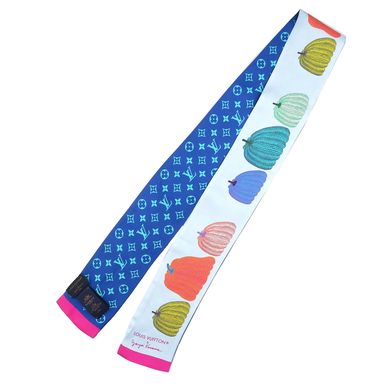 美品 LV×YK バンドー・パンプキン M78391 スカーフ シルク/シルク ブルー LV 1074【中古】 レディース