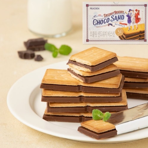 韓国のお菓子PEACOCKチョコレートサンドイッチビスケット チョコ菓子6個セット