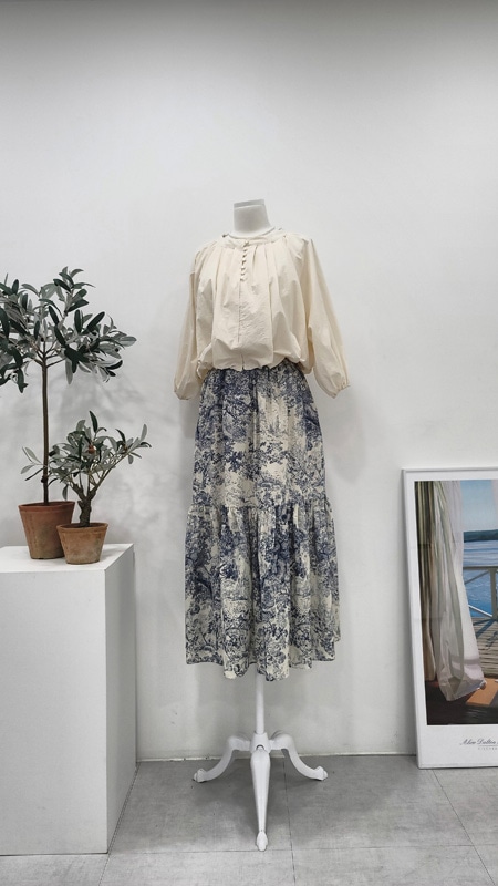 ボリュームブラウスショートブラウス七分丈綿ピンタックブラウス