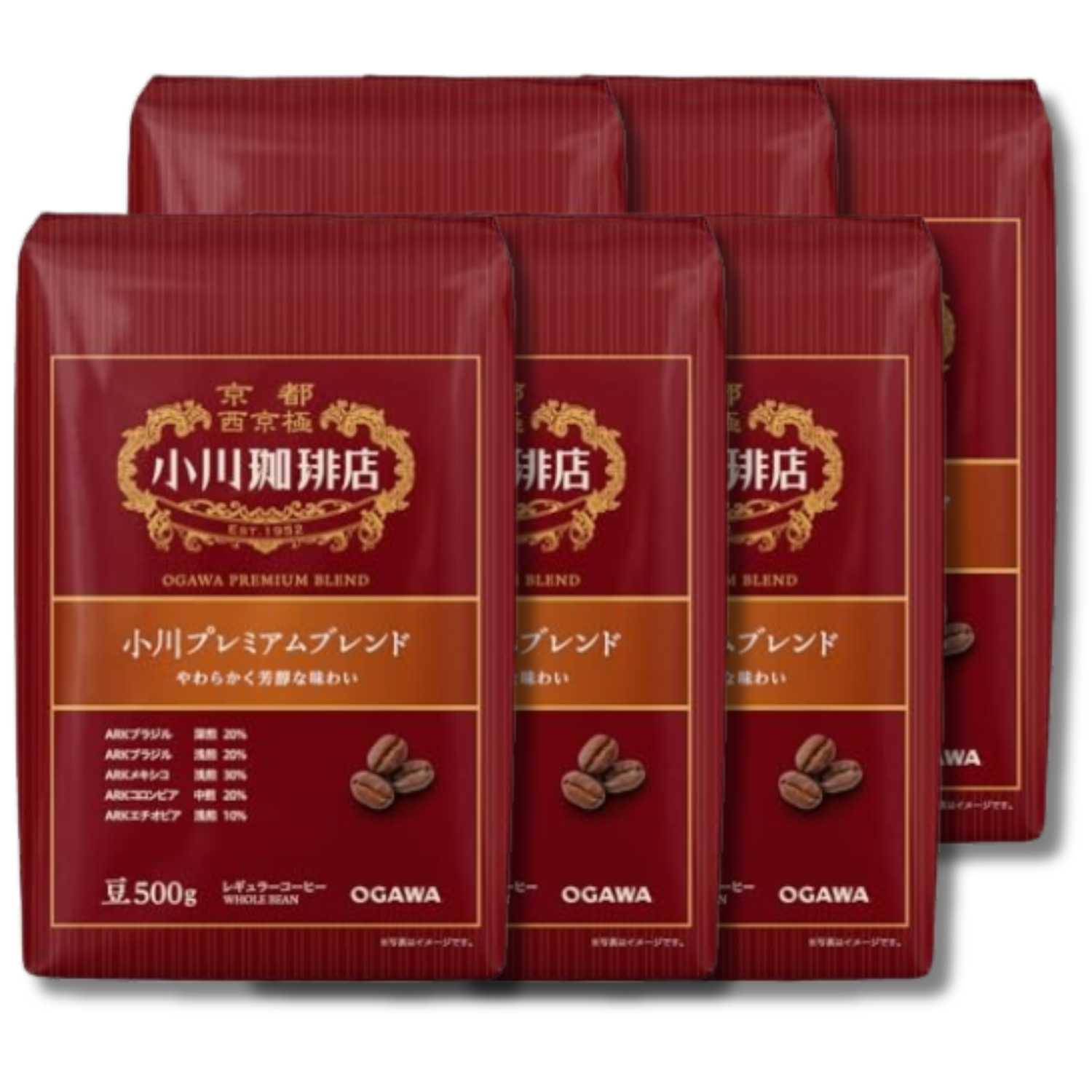 6個セット 小川珈琲店 小川プレミアムブレンド 豆 500g