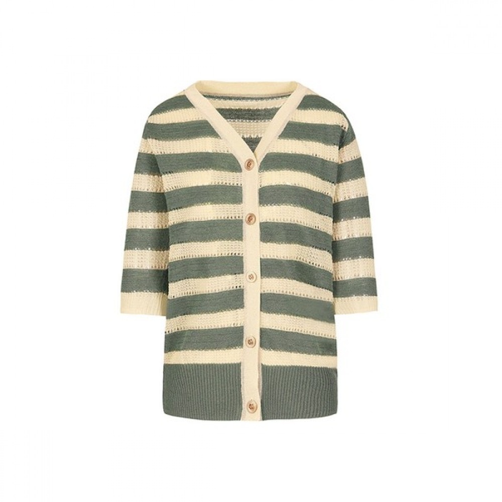 [オリビアハスラー] カーキストライプアクリルカーディガンOHCMSW701