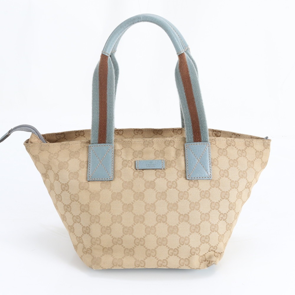 美品 GGキャンバス ベージュ 131228 レザー×キャンバス トート バッグ 肩掛け ショルダー ハンド レディース EUM DN22-9 中古