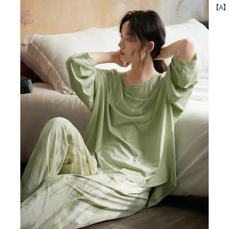 ママ　パジャマ　レディース キャットマン パジャマ レディース 春秋 スタイル 2025 モダールコットン 長袖 花柄 ホームウェア スーツ