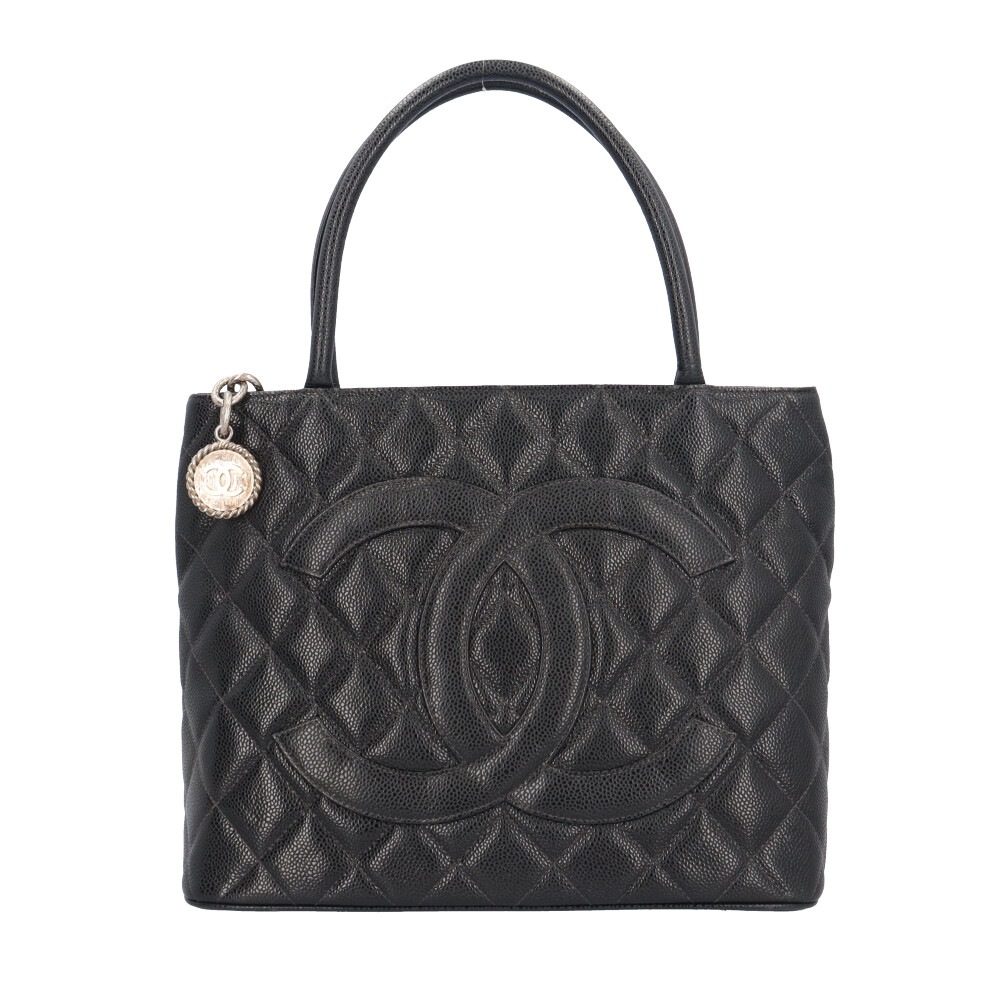 シャネル 復刻トート マトラッセ トートバッグ キャビアスキン A01804 ブラック CHANEL 中古