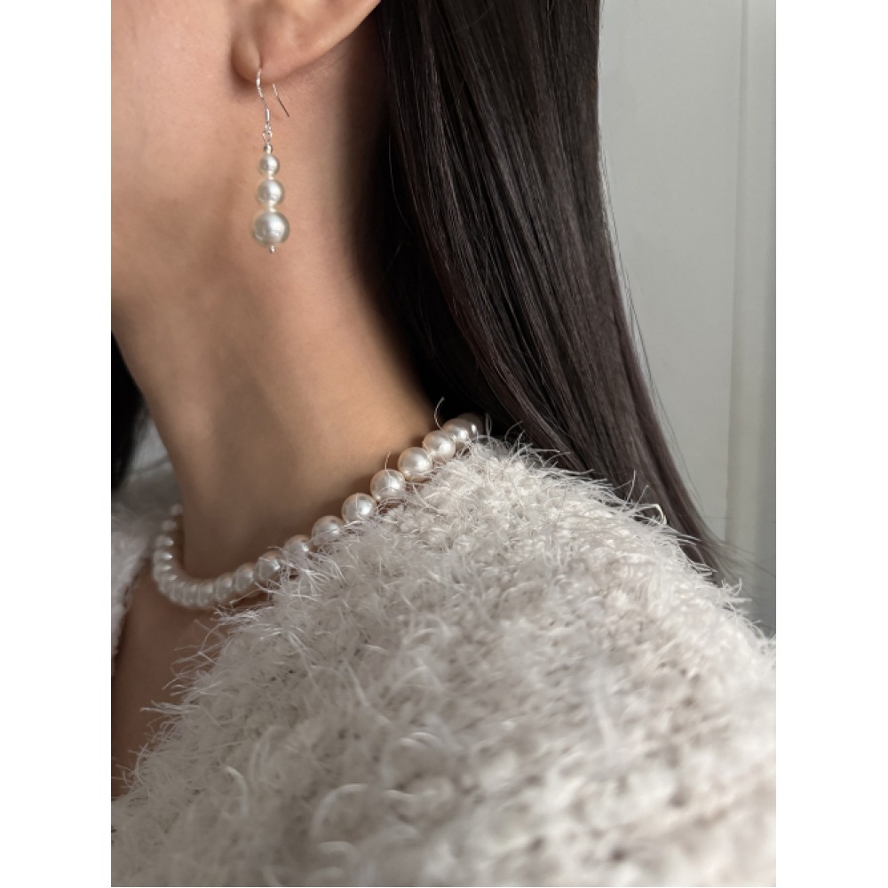 MOSXE [925シルバー] レイヤーパールピアス