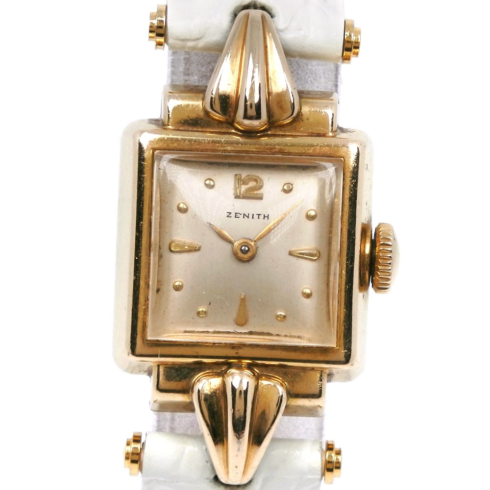 オリジナル ゼニス腕時計 ステンレススチール レザー ゴールド 手巻き レディース ゴールド文字盤 中古品 その他 ブランド腕時計