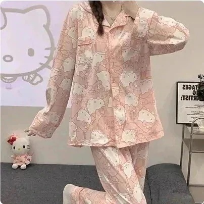 メガ割-ハローキティ パジャマ サンリオ 春夏 可愛い ルームウェア セットアップ スウェット 上下2点セット レディース パジャマ 部屋着 着ぐるみ コスプレ 修学旅行人気の学園グループ服 半袖長袖