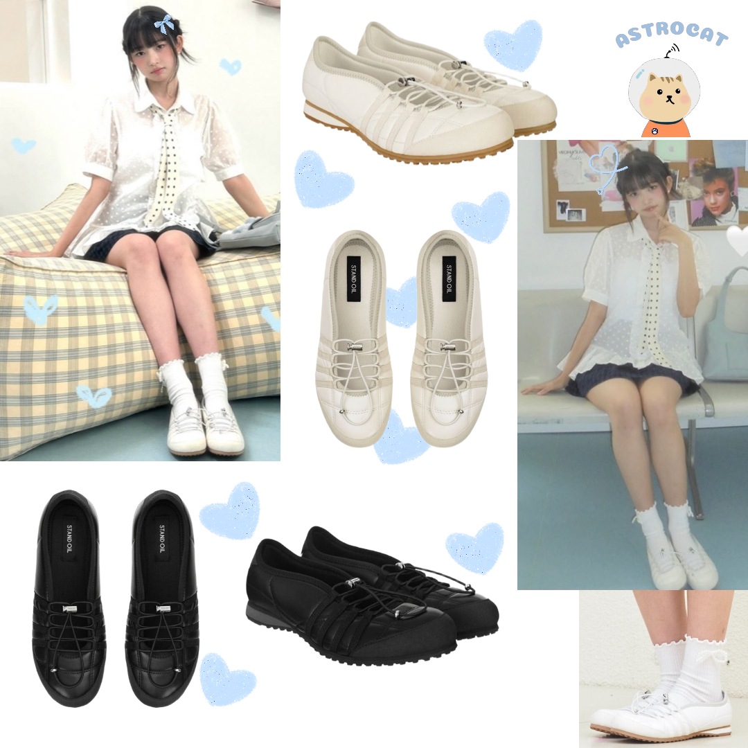 [IVEレイ着用]Tie Marryjane Sneakers_2Colors