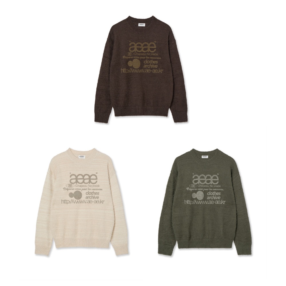 WEBロゴ起毛ニット ブラウン アイボリー カーキ (3カラー)