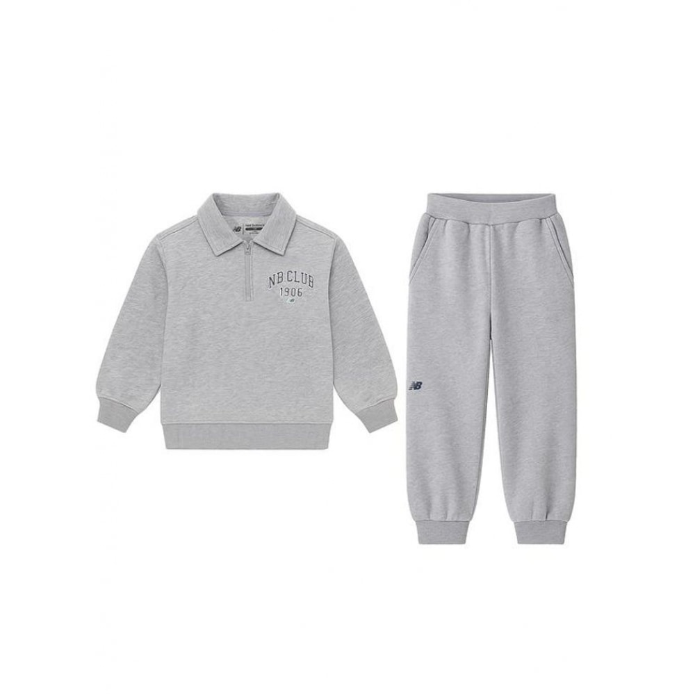 ニューバランスジュニアニューバランスカラーハーフジップアップセットアップフリースアノラックキッズスウェットシャツセットライトグレー NK9YEB406U-AC