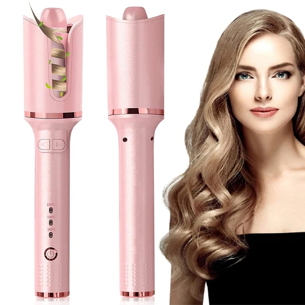 旅行 自動巻き セラミックヘアアイロン 携帯便利 回転式エアカーラー ヘア 新品ヘアストレート＆カール ヘアアイロン
