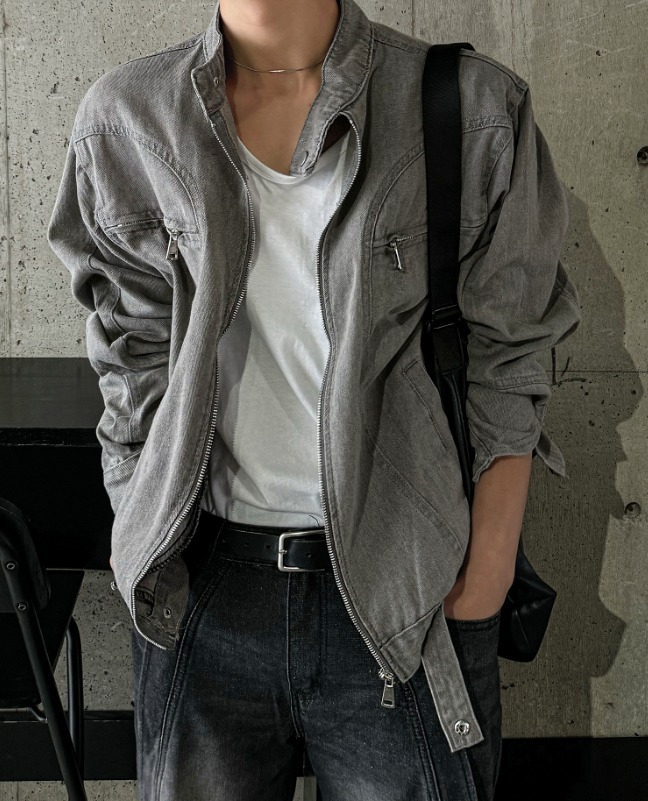 [COSYHARU公式]vintage curve slit denim jacket