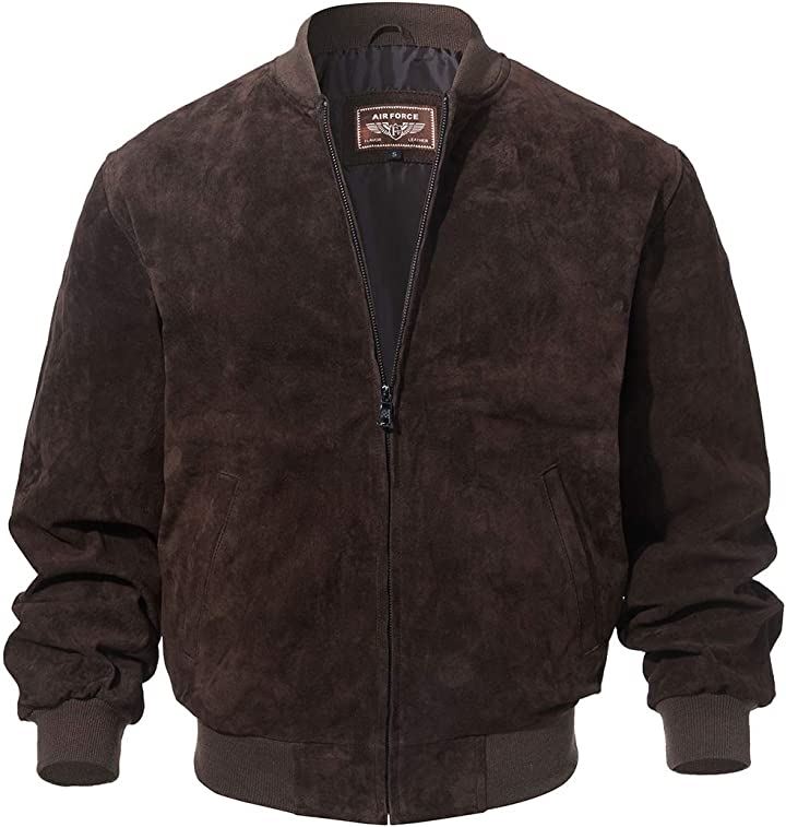 レザージャケット メンズ 本革豚革 野球 フライトジャケット バイクライダースジャケット 革ジャン アウター カジュアル 春秋冬(ダークブラウン, XL)