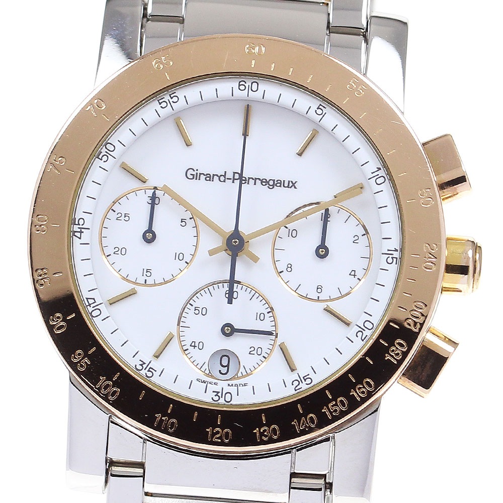 ジラール・ペルゴ GIRARD PERREGAUX 7700 7001 クロノグラフ デイト クォーツ メンズ 保証書付き_817348【中古】 105,765円