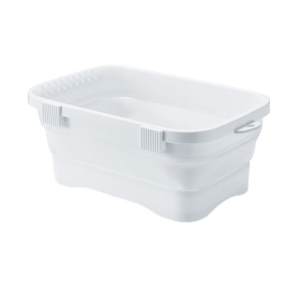 （まとめ） 伊勢藤折りたたみ洗い桶 キッチンソフトタブ 6.6L ホワイト I-590 1個 [x3セット]