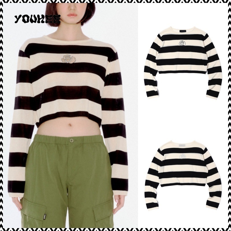 YOUHEE STRIPE FLOWER KNIT