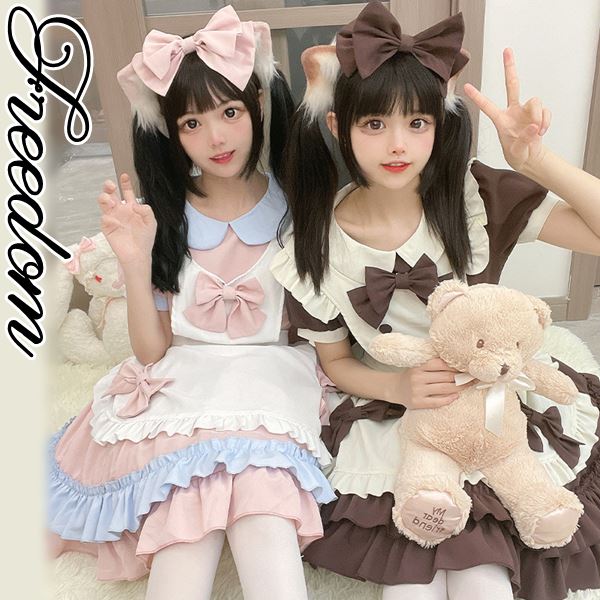 メイド コスプレ コスチューム 衣装 エプロン メイド服 メイドカフェ アキバ ゴスロリ ロリータ アイドル 萌え ステージ 制服 地下アイドル パーティー セクシー インスタ 撮影キュートリボン