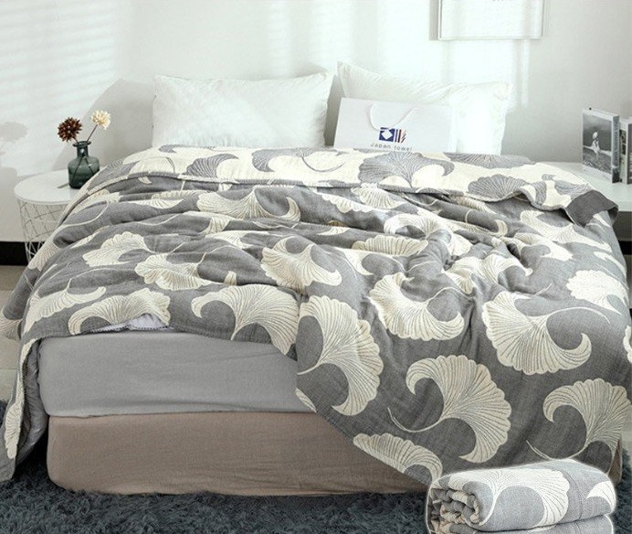 ガーゼケット4重150×200cmシングル竹繊維綿洗えるお昼寝花柄夏用おしゃれ肌掛け通気寝具タオルケット吸水ソファー