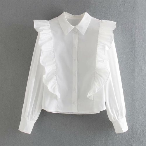 売れ筋カラー追加！早い者勝ち ピュアカラー 欧米スタイル ブラウス 上着 おしゃれな シンプル サイズ:L カラー：ホワイト 807