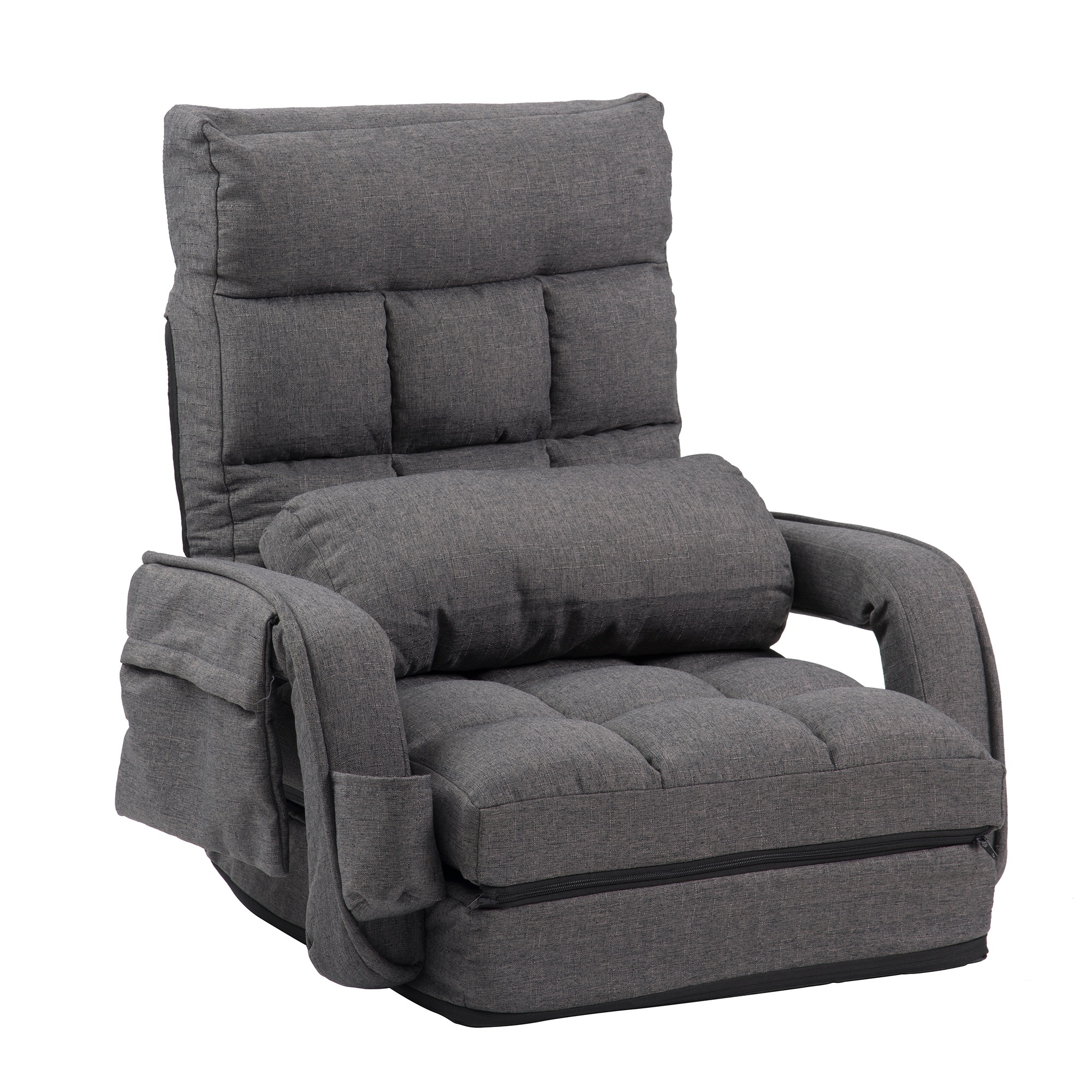 [国内即発送]座椅子 リクライニング 14段ギア リクライニングチェアー ファブリック 座イス おしゃれ 椅子 チェアー いす イス コンパクト【ダークグレー】48