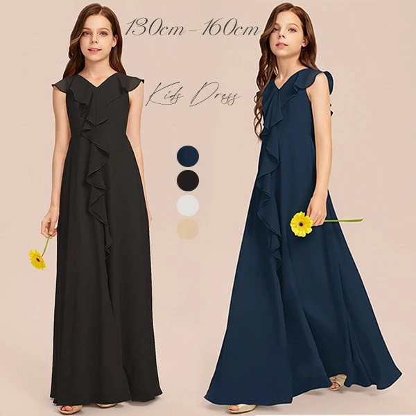 ドレス 子供 ピアノ 発表会 ピアノ発表会 中学生 ワンピース 女の子 ロングドレス 結婚式 ジュニア ピアノ発表会ドレス コンクール 黒 パーティードレス イブニングドレス ロング キッズ ロング