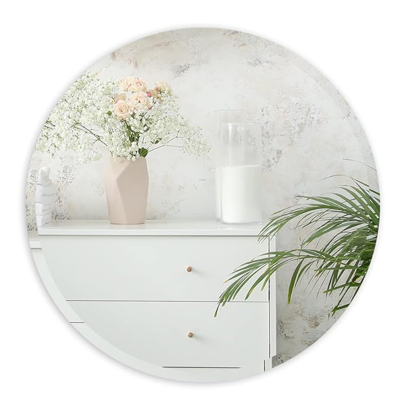 ANYHI ウォールミラー 壁掛けミラー 丸鏡 壁掛け鏡 浴室鏡 玄関鏡 丸型 壁式 鏡 洗面 玄関 おしゃれミラー ウォールミラー 壁飾り 化粧 メイク (フレームレス, 40.6cm)