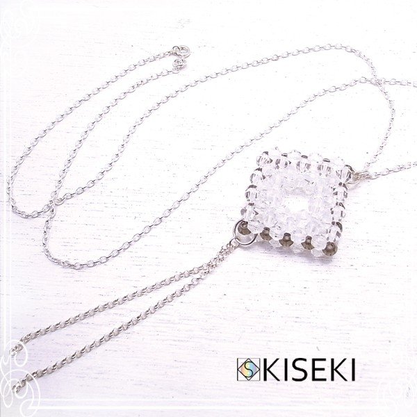 スクエア ペンダント（水晶＆スモーキークォーツ） ネックレス /KISEKI [ キセキ ]/ アクセサリー/作家/ハンドメイド