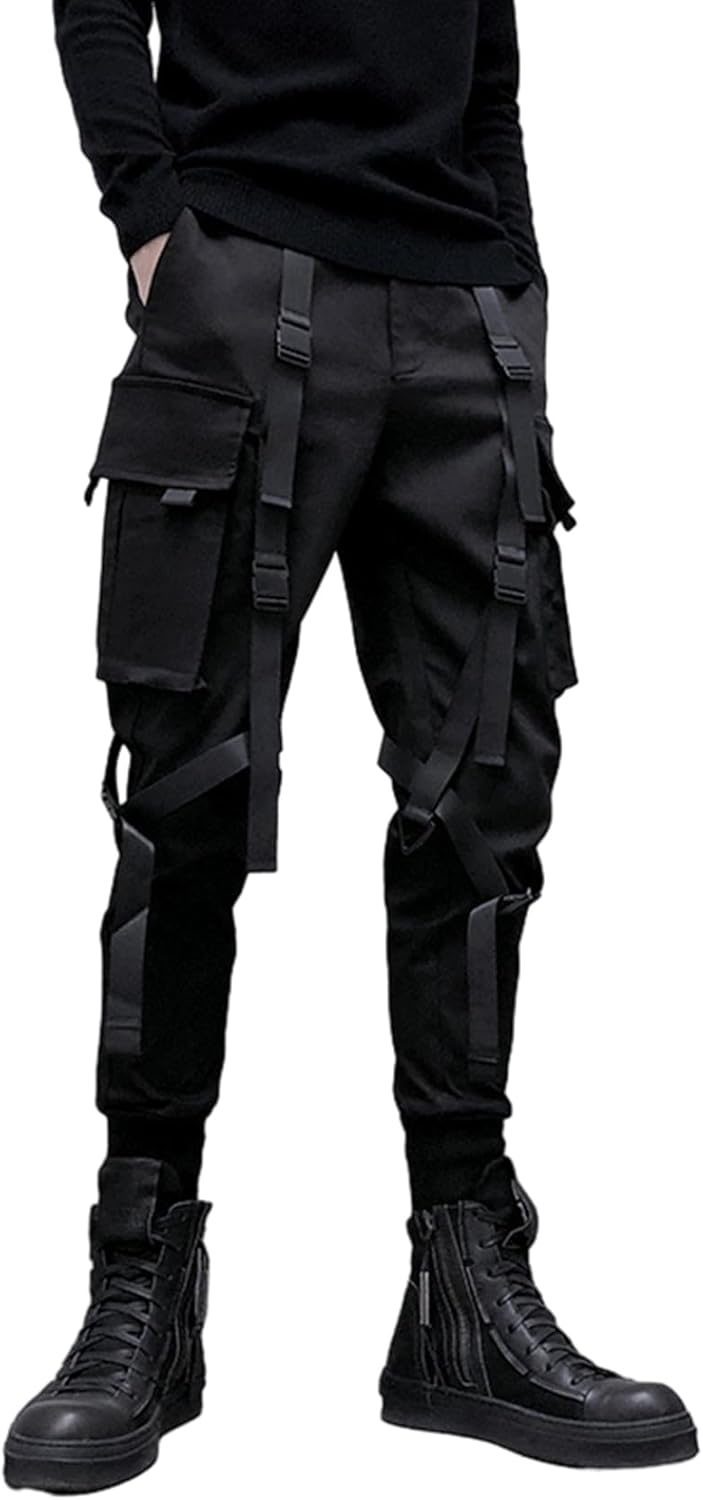 カーゴパンツ ワークパンツ メンズ ウエストゴム紐 ロングパンツ マルチポケット テーパード イージーパンツ かっこいい お洒落 男性用 個性 美脚 韓国ファッション ヒップホップ ストリート 原宿