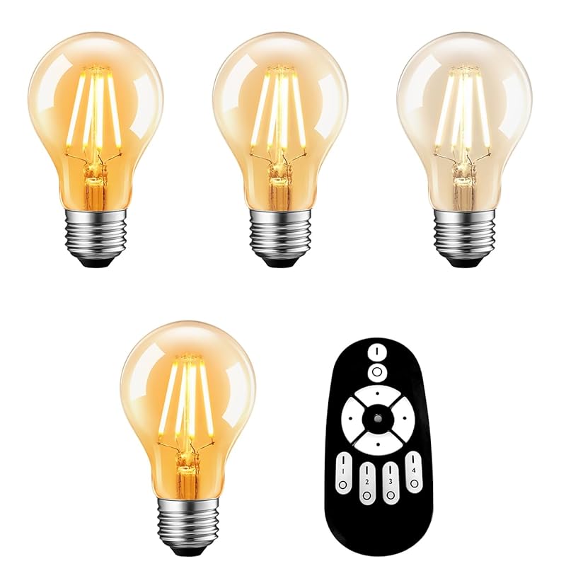 UEWIT LED電球 4個セット フィラメント電球 6W（60W形相当） 806LM E26口金 リモコン付き ボール電球 透明全方向タイプ 高輝度 led照明 常夜灯 昼光色 昼白色 電球色 広配