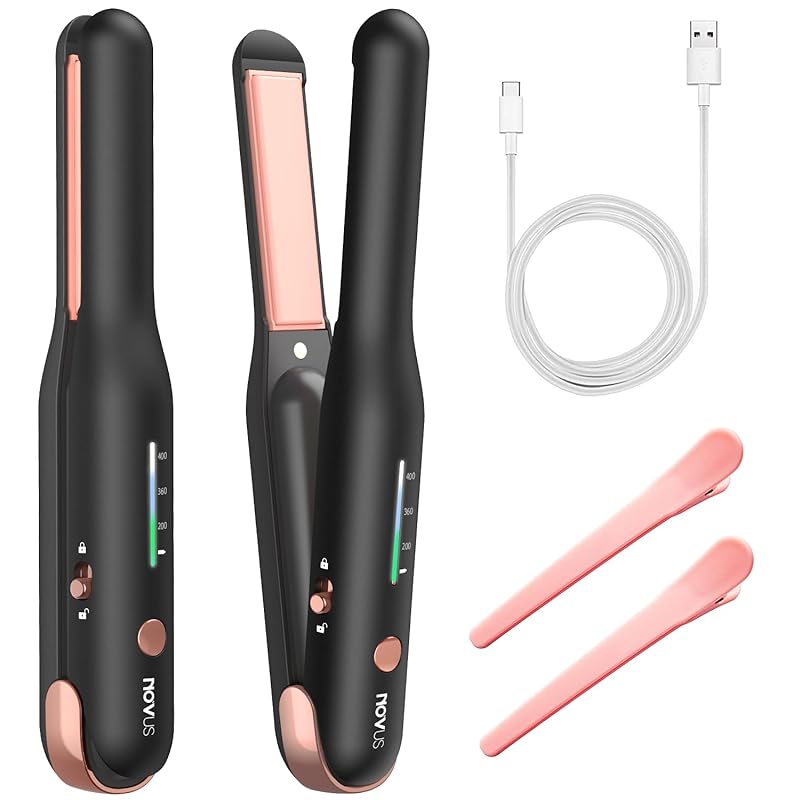 ヘアアイロン コテ ストレートアイロン コードレスヘアアイロン ミニ ヘアアイロン usb充電式 ワイヤレス 3段階温度設定可能 2WAYストレート カールヘアアイロン プロ仕様200℃ 前髪 軽量