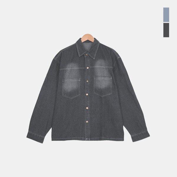 メンズデイリースナップワークジャケットヴィンテージデニムウォッシュドシャツ SGAU007