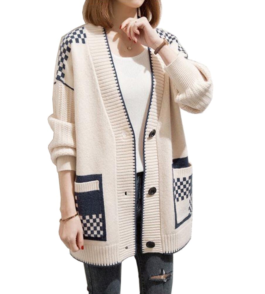 カーディガン レディース ニット カットソー セーター アウター Vネック フリーサイズ カジュアル 大きいサイズ