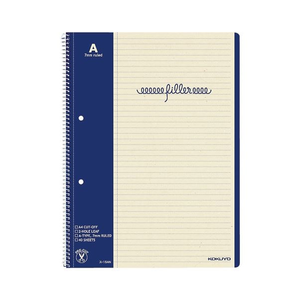 (まとめ) コクヨ フィラーノート（スパイラルとじ）A4 2穴 A罫（マージン罫入） 40枚 ス-15AN 1冊 (×50セット)