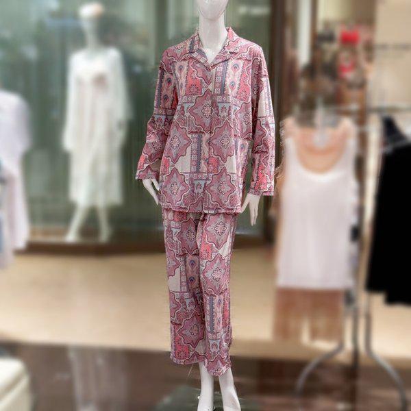 女性輸入綿ニット ペイズリー捺染パジャマ (WPA2506W)