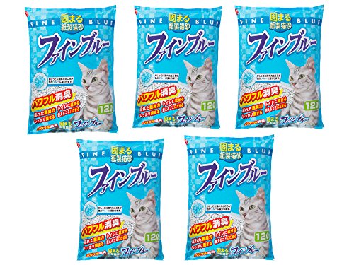 常陸化工 FineCat 固まる紙製猫砂 ファインブルー 12L 5袋入 [ケース品]