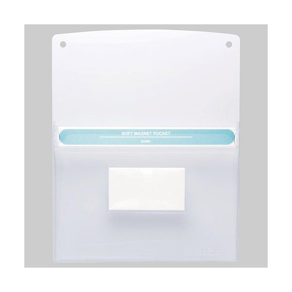 （まとめ） ソニック ソフトマグネットポケット A4カードホルダー付 MP-5973-W 1個 (×5セット)