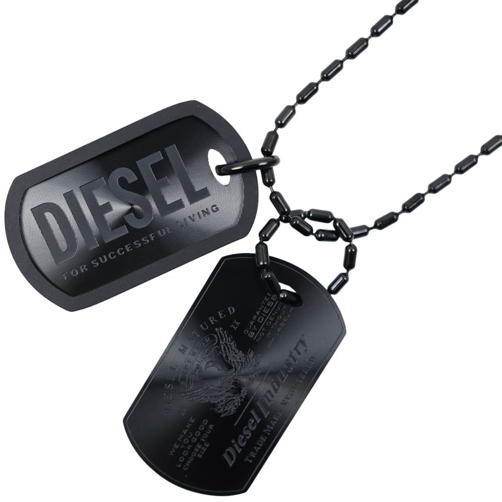 ディーゼル ネックレス ペンダント ドッグタグ メンズ アクセサリー ステンレス ブラック DIESEL DX1554001