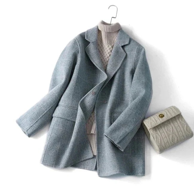 大好評（新品満減）ウールコート ウールジャケット レディースジャケット チェック柄 ウール スーツコート 通勤通学 上品 レディース アウター 6,613円