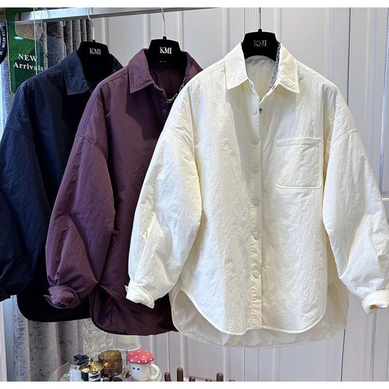 冬の特恵中綿コート レディース アウター 綿入り 厚手 ロングシャツ プルオーバー 軽量 ふわふわ デザイン ボリューム スリット入り ロング丈 ダウン ゆるシルエット