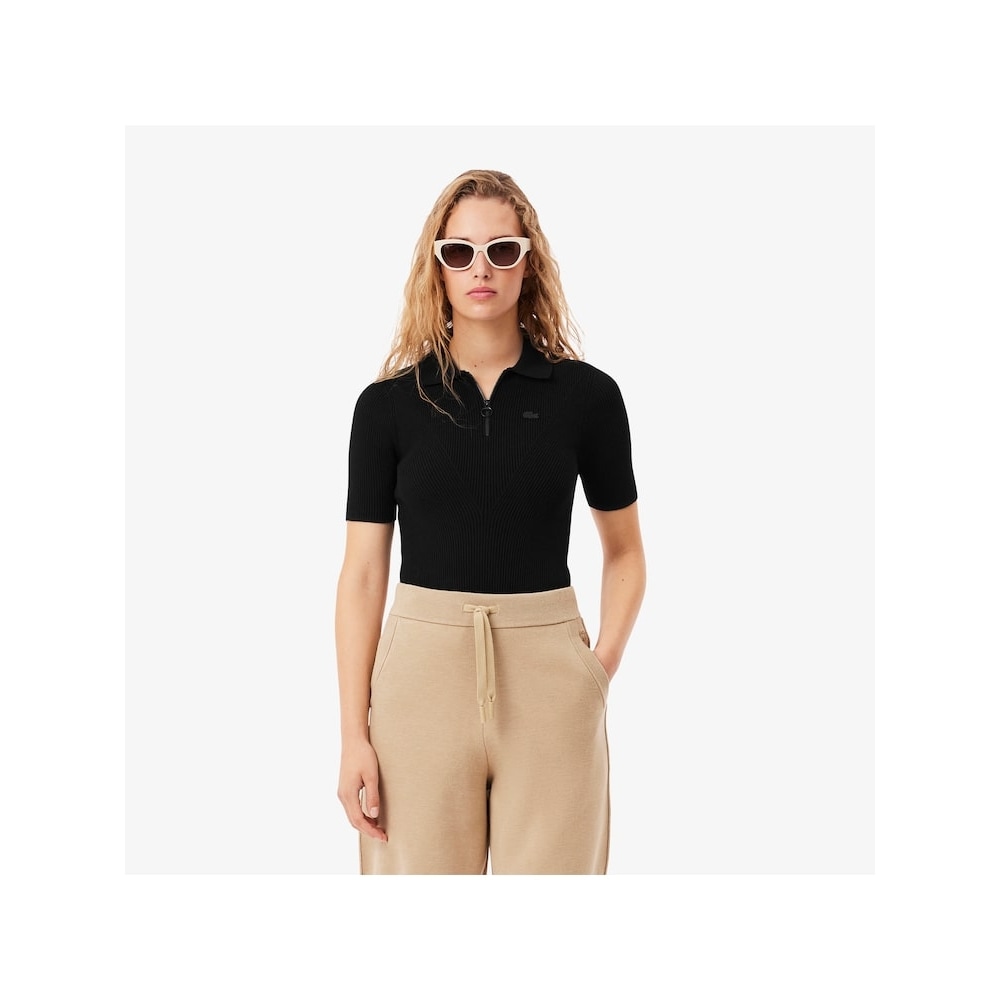 LACOSTE 女性用スリムフィット 3D ハーフジップアップセーター AF2572-55G 031 Q2NAF2572-55G031