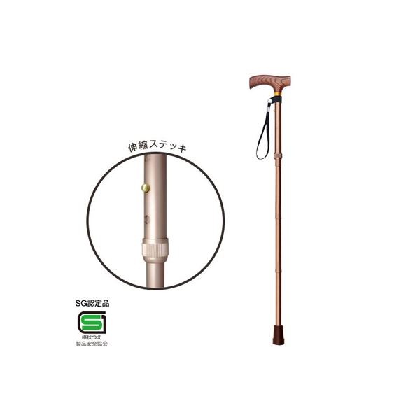 (業務用セット) RQステッキ 伸縮ステッキ／スタンダードタイプ RQS-S101BR ブラウン(×3セット)