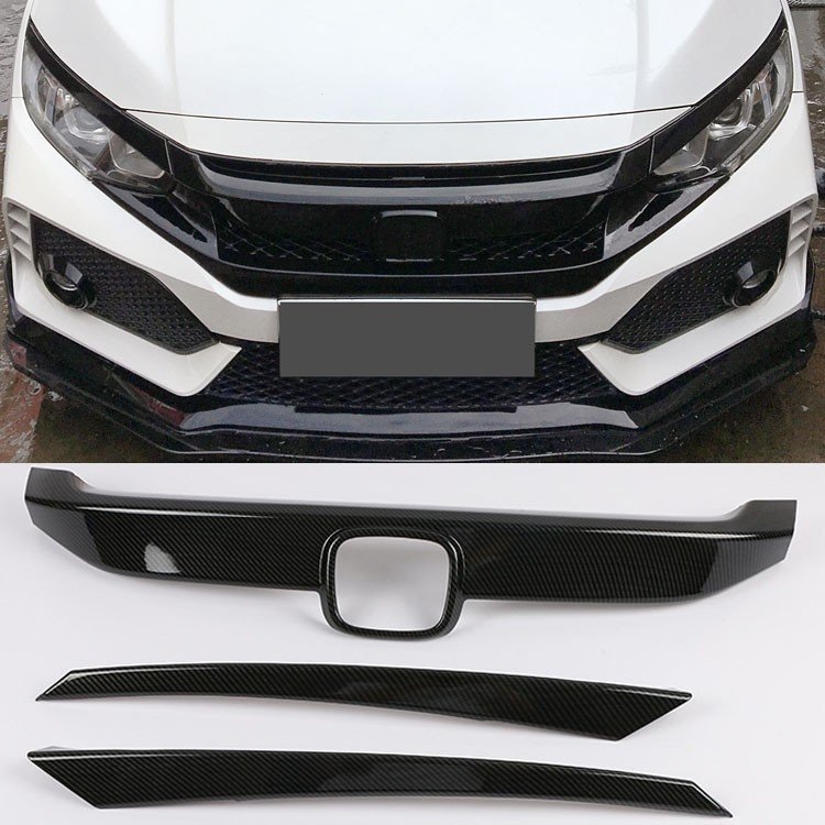 新型 ホンダ CIVIC シビック FC1 FK7 FK8 外装 アクセサリー パーツ フロントガーニッシュ グリルガーニッシュ 3P カーボン調