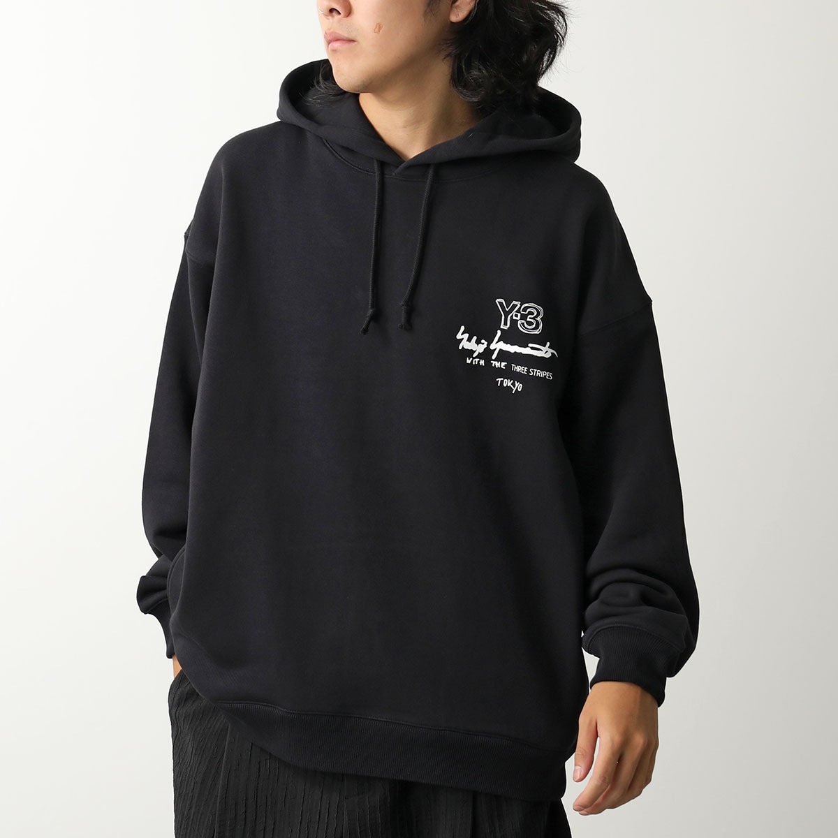 Y-3 ワイスリー パーカー M MERCH HODDIE KB2604 メンズ レディース スウェット フーディー 長袖 リブ コットン オーバーサイズ プリントロゴ BLACK
