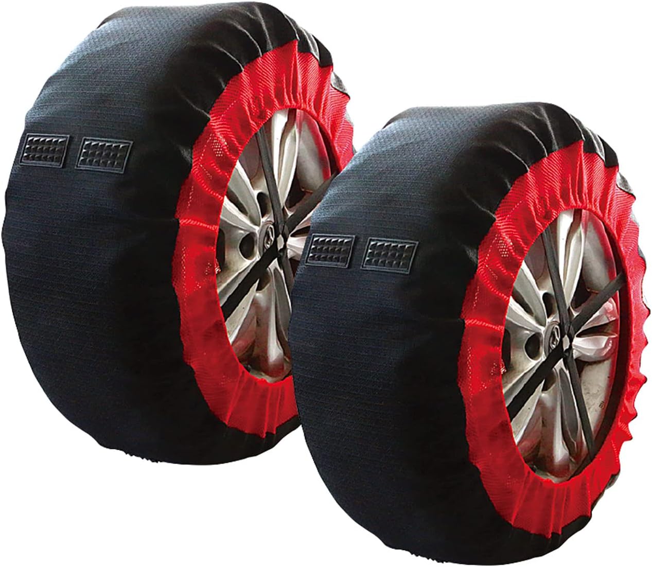 MAXWIN(マックスウィン) タイヤチェーン 布製 非金属 2輪分 ジャッキアップ不要 簡単装着 スノーチェーン ゴムピン付き 緊急 非常用 雪対策 M K-TIR06-M