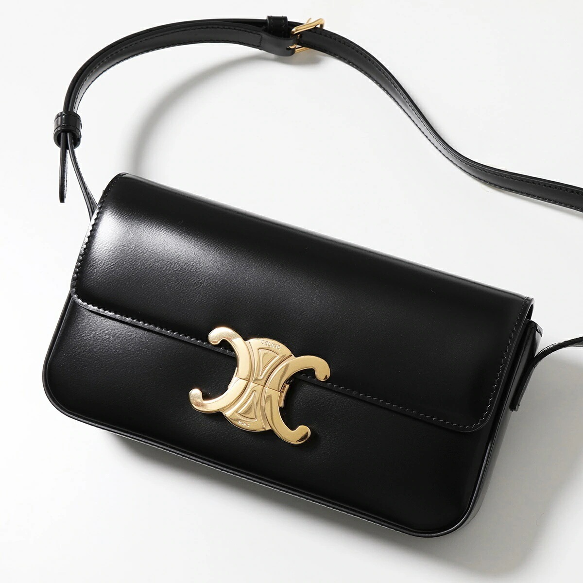 CELINE セリーヌ ショルダーバッグ 194143BF4.38NO レディース Triomphe トリオンフ レザー ハンドバッグ ロゴ 鞄 Black