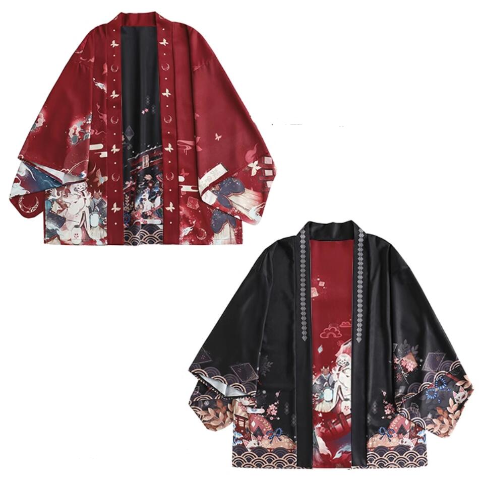【新作登場 最安値!】244カジュアル　羽織 　浴衣　和服 男性用 女性用　コスプレ衣装 ロリータ ゴスロリ　両面柄　２WAY着　振袖 和柄 カーディガン