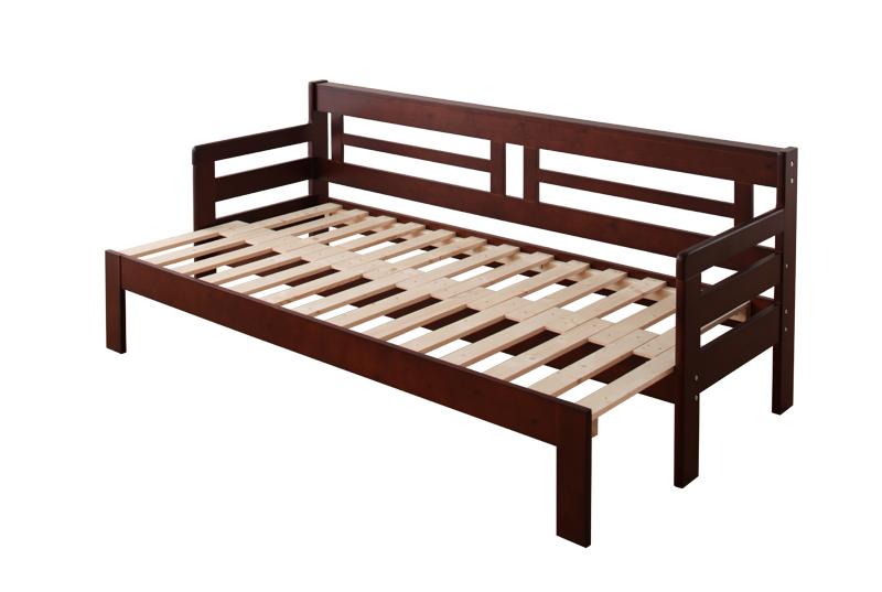 ベッドとソファで1台2役　省スペース　横幅伸縮の天然木すのこソファベッド　フレームのみ