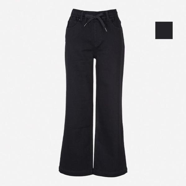 HC07 女性 バンディング 裏起毛 ワイド クロップド デニムパンツ FQL763 (S41926068)