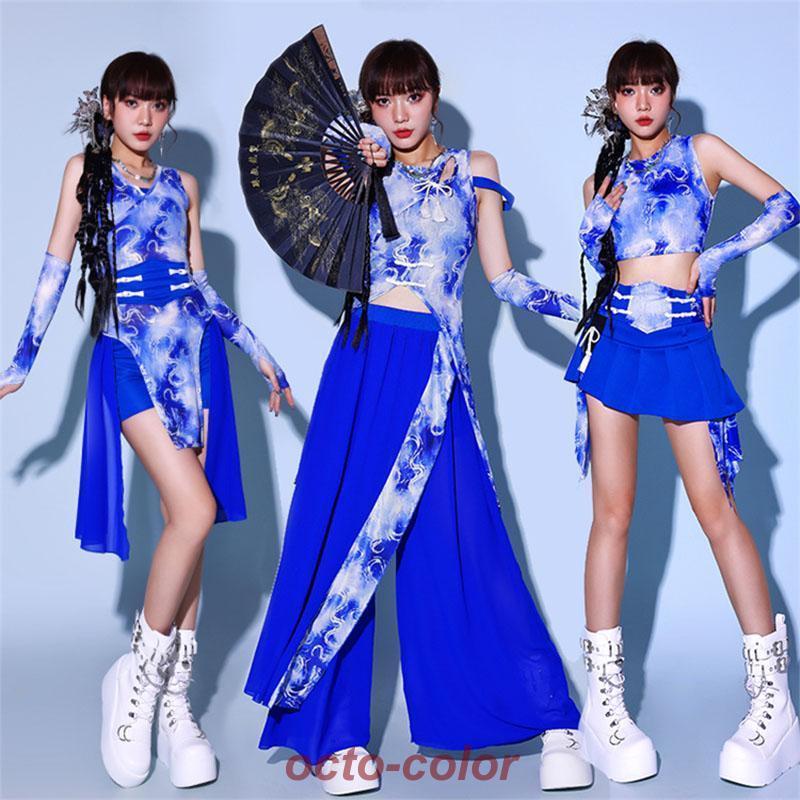 ダンス衣装 セットアップ 大人 レディース 演出服 チャイナ風 チアガール 上下セット ジャズ ダンス DSダンス ステージ衣装 応援服