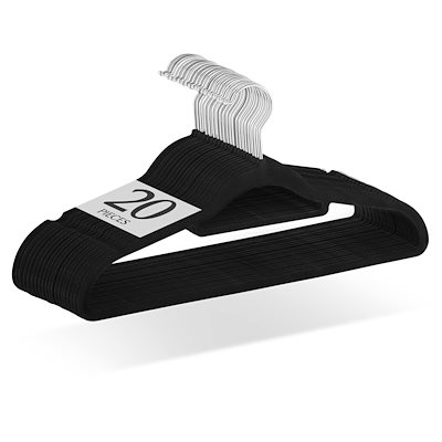 他サイト： 【Amazon.co.jp 限定】チチロバ(TITIROBA) ハンガー すべらない かたくずれ防止 ベルベット製 20本組 ブラック 22AB041の商品画像